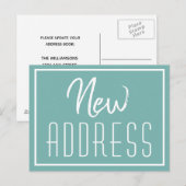 Carte Postale Faire-part Nouvelle typographie Turquoise à domicile Faire-pa (Devant / Derrière)
