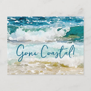 Carte Postale Faire-part Nouvelle Vague Maison Côtière Sur La Plage Aquarel