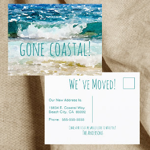 Carte Postale Faire-part Nouvelle Vague Maison Côtière Sur La Plage Aquarel