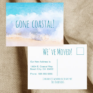 Carte Postale Faire-part Nouvelle Vague Maison Côtière Sur La Plage Aquarel