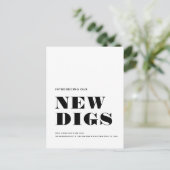 Carte Postale Faire-part NOUVELLES DIGS Simple Moderne Minimale Déplacement (Debout devant)