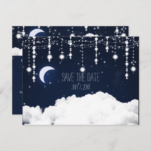 Carte Postale Faire-part Nuages Starry Sky Celestive Enregistrer La Date Ca (Devant / Derrière)