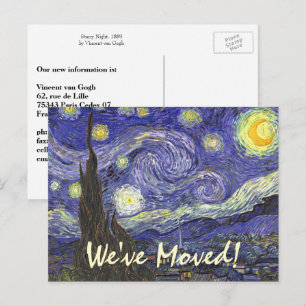 Carte Postale Faire-part Nuit étoilée de Van Gogh, Changement d'adresse