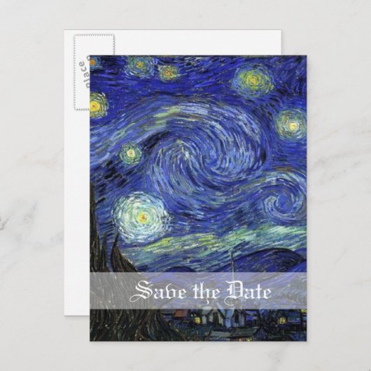Carte Postale Faire-part Nuit étoilée, enregistrer la date (Devant / Derrière)