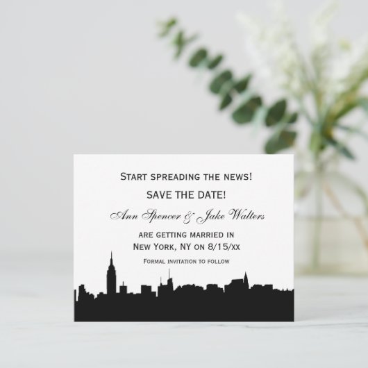 Carte Postale Faire-part NYC Black Wide Skyline Silhouette #2 Enregistrer l (Debout devant)