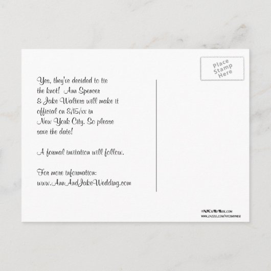 Carte Postale Faire-part NYC Fisheye Gravé Ciel Noir et Violet Enregistrer  (Dos)