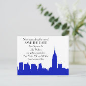 Carte Postale Faire-part NYC Royal Blue Skyline Silhouette Enregistrer la d (Debout devant)