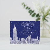 Carte Postale Faire-part NYC Skyline 01 Etched do-it-yourself BG Starry Enr (Debout devant)