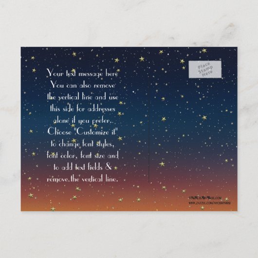 Carte Postale Faire-part NYC Skyline 01 Etched Sunset Starry Enregistrer la (Dos)