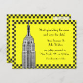 Carte Postale Faire-part NYC Skyline Etched ESB Checkrd Taxi Date d'enregis (Devant / Derrière)
