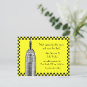 Carte Postale Faire-part NYC Skyline Etched ESB Checkrd Taxi Date d'enregis (Debout devant)