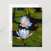 Carte Postale Faire-part Nymphéas bleus (Devant / Derrière)