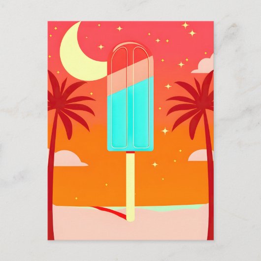 Carte Postale Faire-part Oasis de glace de palme d'été étoile (Devant)