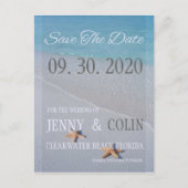 Carte Postale Faire-part Ocean Love Beach Starfish Photo Enregistrer La Dat (Devant)