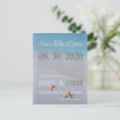 Carte Postale Faire-part Ocean Love Beach Starfish Photo Enregistrer La Dat (Debout devant)