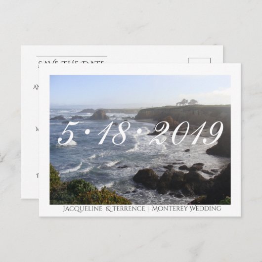 Carte Postale Faire-part Ocean View California Enregistrer la date (Devant / Derrière)