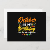 Carte Postale Faire-part Octobre Est Mon Anniversaire Tout Le Mois D'octobr (Devant / Derrière)