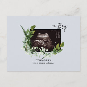 Carte Postale Faire-part Oh Boy Blue Ultrasound Photo