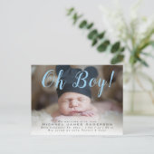 Carte Postale Faire-part Oh ! Naissance moderne de photo de bébé de (Debout devant)