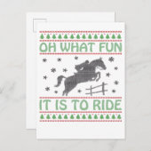 Carte Postale Faire-part Oh Quelle Joie de Monter un Cheval de Noël Laid (Devant / Derrière)