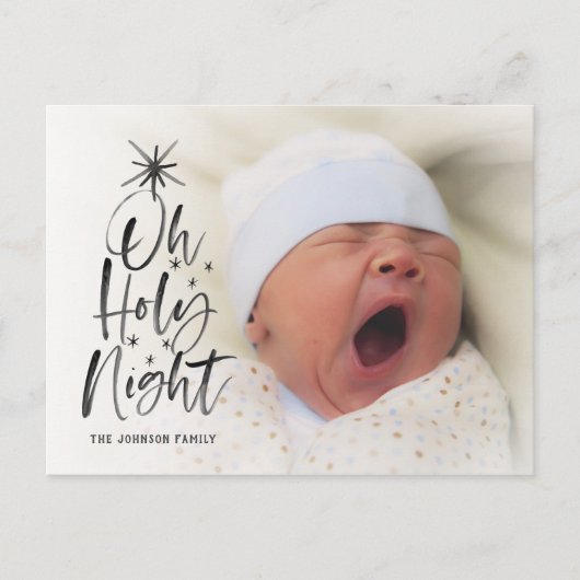 Carte Postale Faire-part Oh Sainte Nuit | Annonce Photo de Naissance de Fêt (Devant)