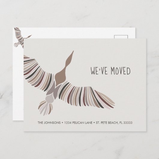 Carte Postale Faire-part Oie Abstraite Majestueuse Nous Avons Déménagé (Devant / Derrière)