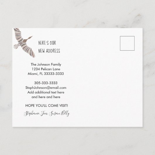 Carte Postale Faire-part Oie Abstraite Majestueuse Nous Avons Déménagé (Dos)