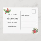 Carte Postale Faire-part Oiseau Cardinal et Poinsettias Nouvel An Nouvelle (Dos)