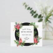 Carte Postale Faire-part Oiseau Cardinal et Poinsettias Nouvel An Nouvelle (Debout devant)