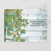 Carte Postale Faire-part Oiseau d'amour Paon Perché dans un Arbre Enregistr (Dos)