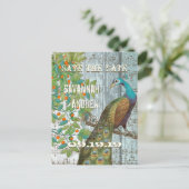 Carte Postale Faire-part Oiseau de l'amour Paon assis dans un arbre Sauvega (Debout devant)