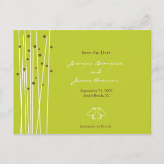 Carte Postale Faire-part Oiseaux amoureux avec des lignes et des points ver