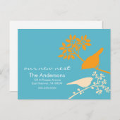 Carte Postale Faire-part Oiseaux colorés Déplacement Annonces (Devant / Derrière)