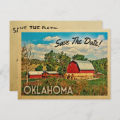 Carte Postale Faire-part Oklahoma Enregistrer la date ferme grange rustique (Devant / Derrière)