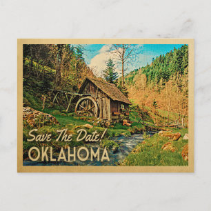 Carte Postale Faire-part Oklahoma Enregistrez la Date Cabine Rustique Mill 