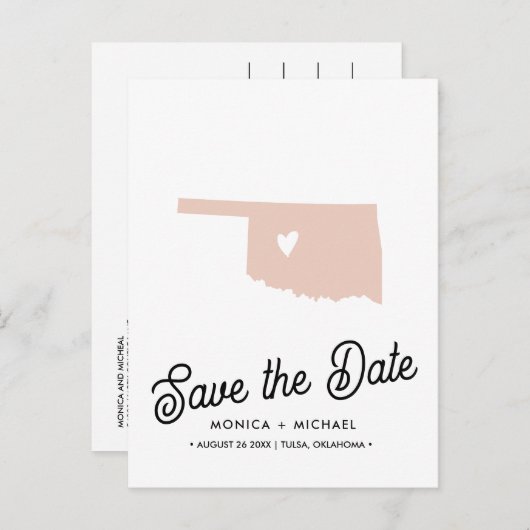 Carte Postale Faire-part OKLAHOMA State Destination Mariage N'IMPORTE QUELL (Devant / Derrière)