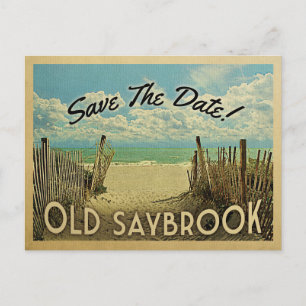 Carte Postale Faire-part Old Saybrook Connecticut Enregistrer La Date Vinta