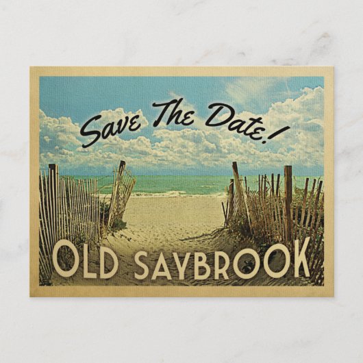 Carte Postale Faire-part Old Saybrook Connecticut Enregistrer La Date Vinta (Devant)