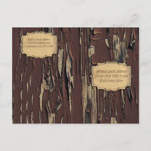 Carte Postale Faire-part Old Wood Country Chic Enregistrer la date (Dos)