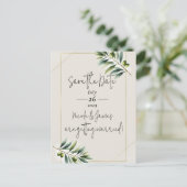 Carte Postale Faire-part Olive vert Olive Leaf Bone Blanc & Or Enregistrer  (Debout devant)