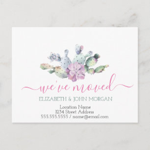 Carte Postale Faire-part On a bougé, Cactus Succulent