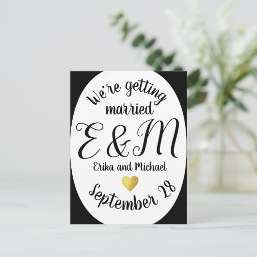 Carte Postale Faire-part on se marie. mariage moderne vertical (Debout devant)