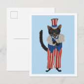 Carte Postale Faire-part Oncle Sam Chat Noir (Devant / Derrière)