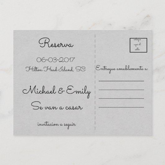 Carte Postale Faire-part One Soul Loves~Save Date~Espagnol (Dos)