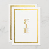 Carte Postale Faire-part Or Faux Feuille Blanche Élégant Minimaliste Enregi (Devant / Derrière)