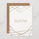 Carte Postale Faire-part Or moderne lignes géométriques Chic Enregistrer la (Devant / Derrière)