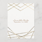 Carte Postale Faire-part Or moderne lignes géométriques Chic Enregistrer la (Devant)