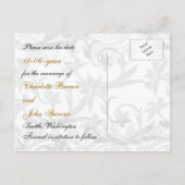 Carte Postale Faire-part or Tour Eiffel Mariage français Enregistrer la dat (Dos)