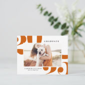 Carte Postale Faire-part Orange 2025 Téméraire Typographie Diplôme Photo (Debout devant)