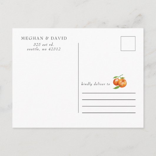 Carte Postale Faire-part Orange Blossoms Citrus Botanical Enregistrer la da (Dos)
